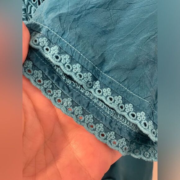 Gorgeous Johnny Was Teal Embroidered Lacy 1/2 sleeve Boho Top in Size Small - Picture 6 of 8